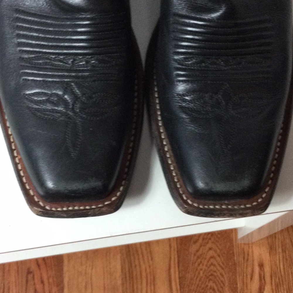Justin Boots Black Leather Cowgirl Boots - Picture 8 of 10